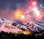 fotografie cu peisaj de munte si artificii in seara de revelion